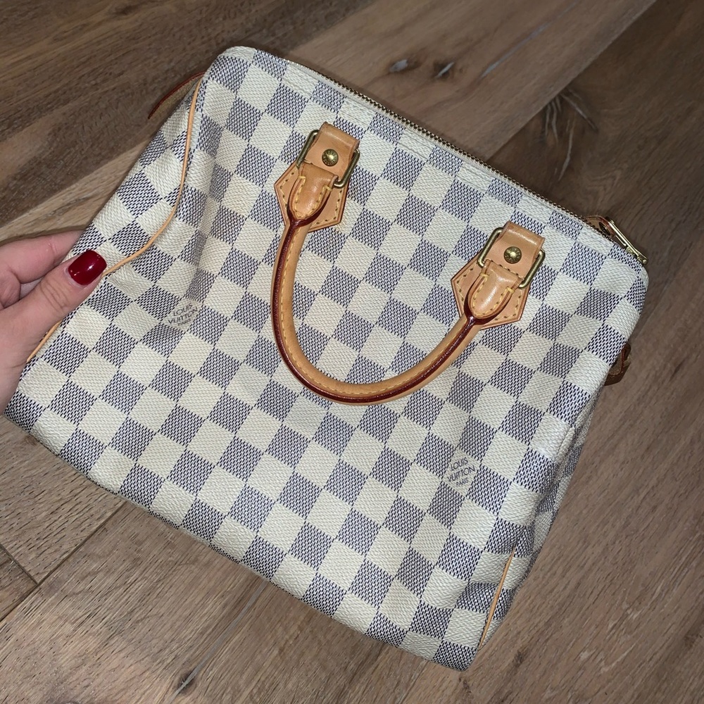LOUIS VUITTON SPEEDY 25 WHITE CHECKERED.